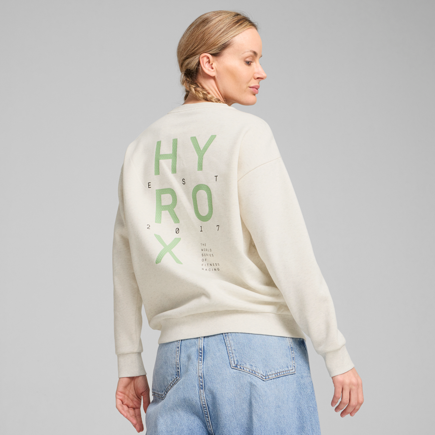 HYROX x PUMA Graphic Crew FL - Puma White Heather