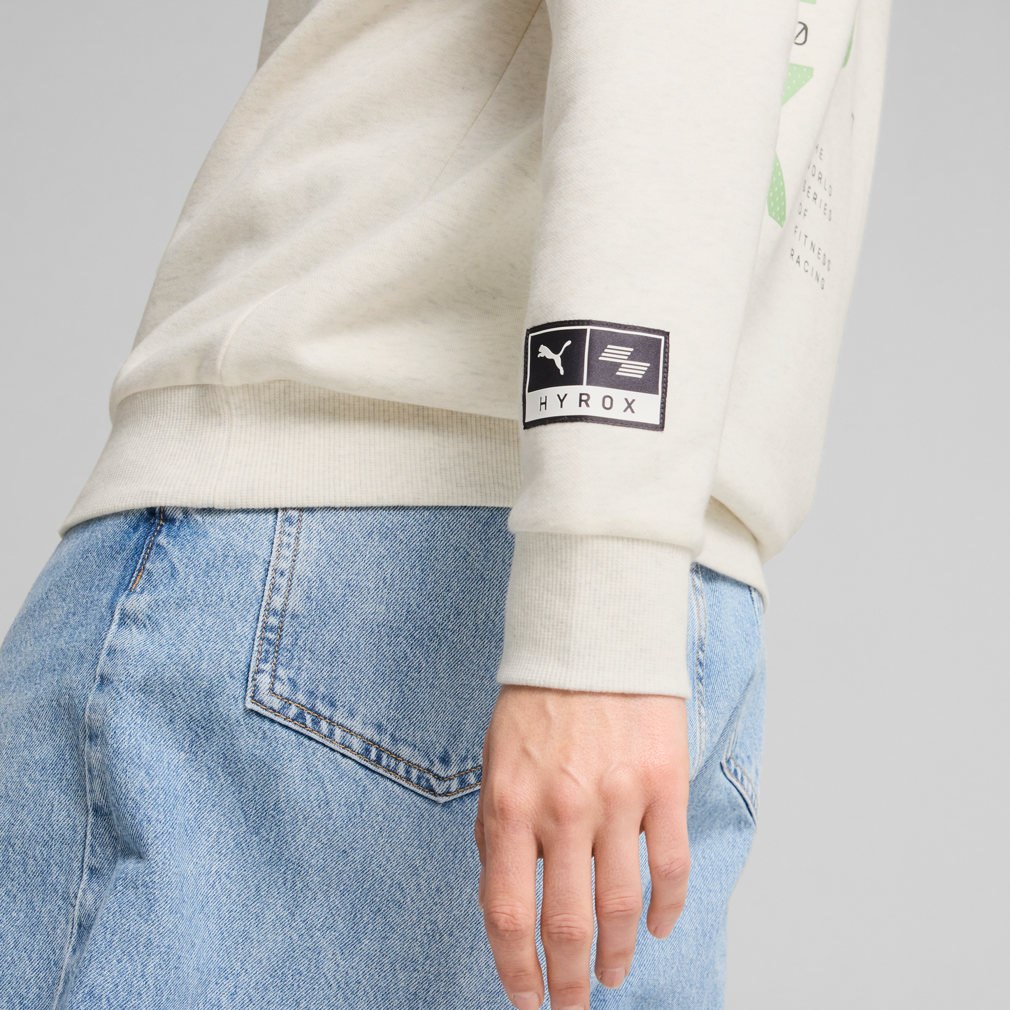 HYROX x PUMA Graphic Crew FL - Puma White Heather