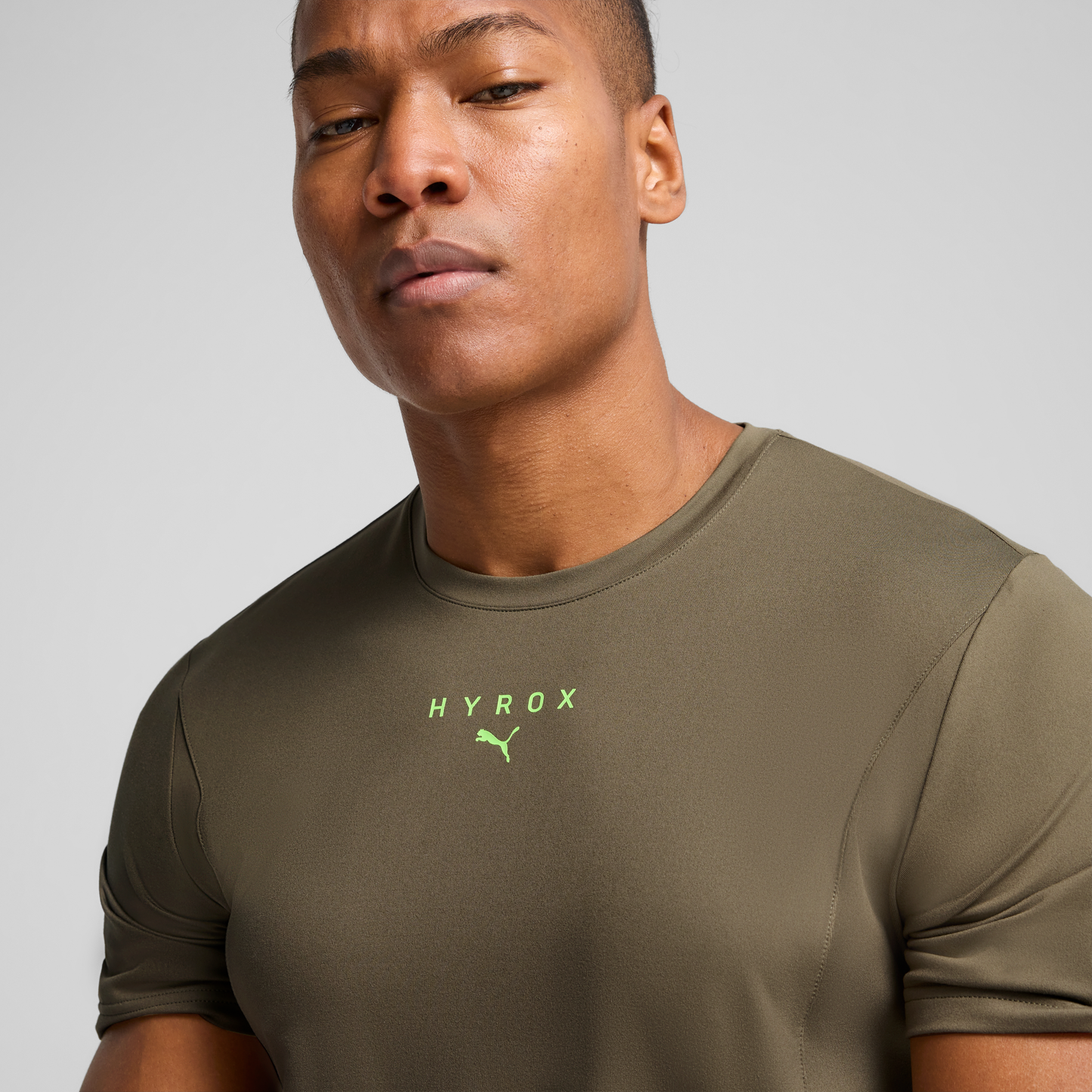 M PUMA X HYROX CLOUDSPUN TEE - LODEN GREEN