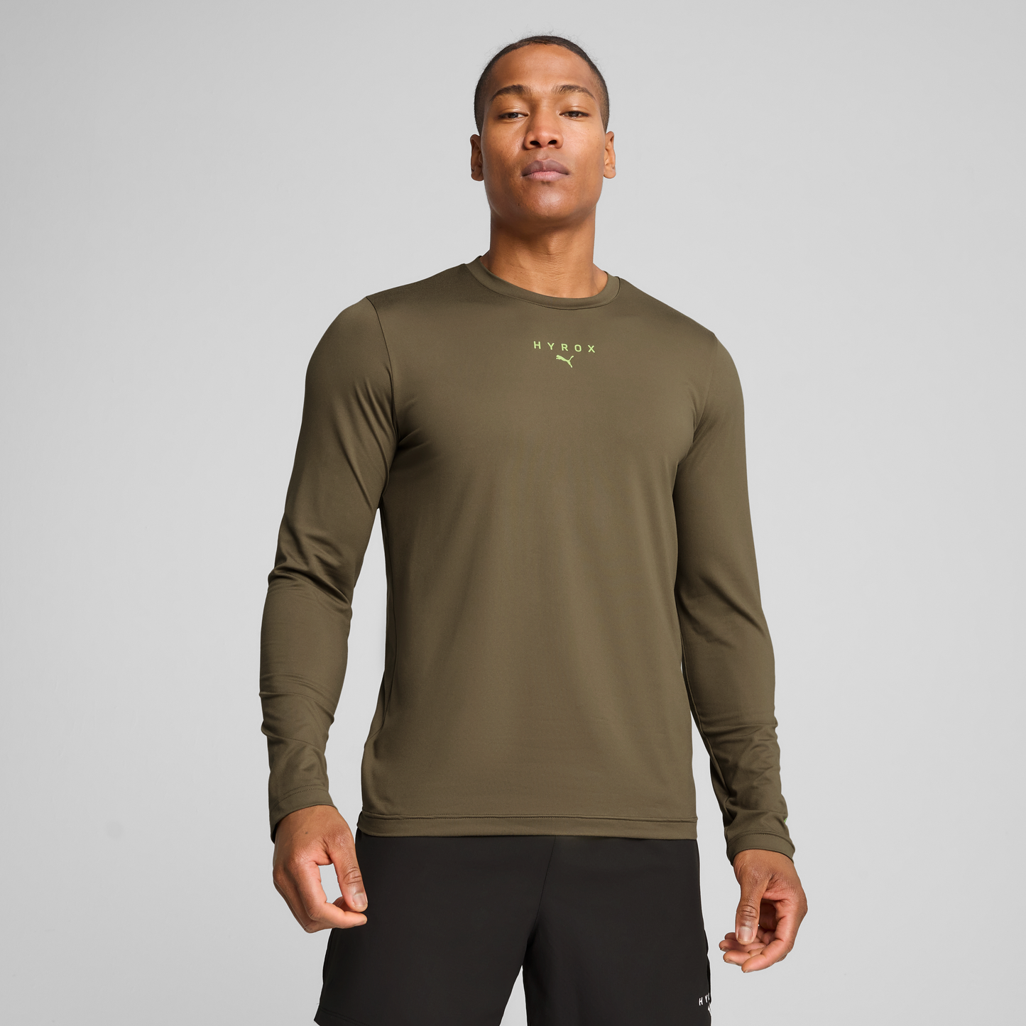 M PUMA X HYROX CLOUDSPUN LS TEE - LODEN GREEN