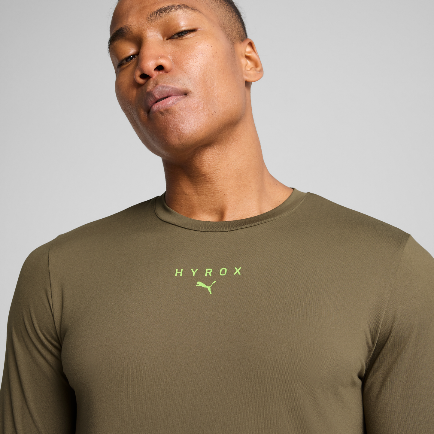 M PUMA X HYROX CLOUDSPUN LS TEE - LODEN GREEN